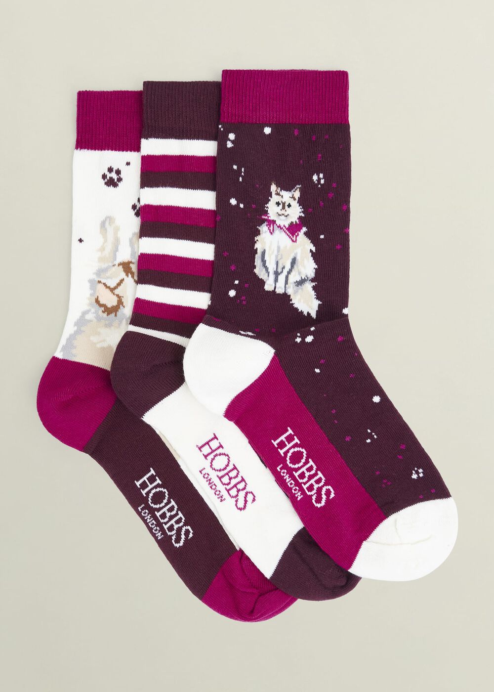 Scarf Cat Sock Set, Pink Multi, hi-res