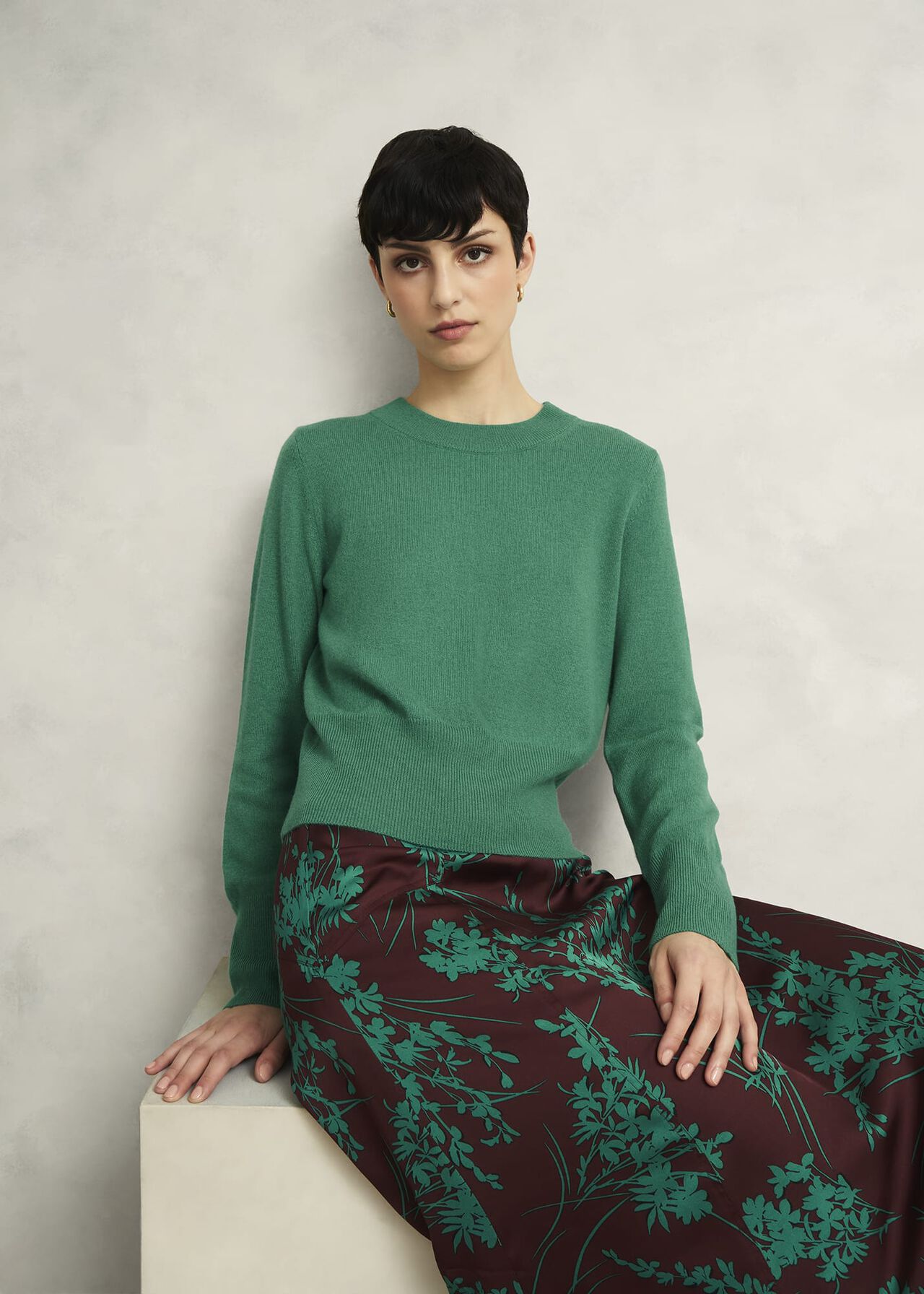 Tresco Wool Cashmere Sweater, Viridian Green, hi-res
