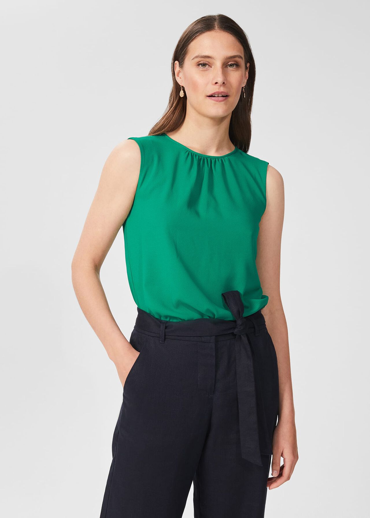 Willow Satin Blouse, Field Green, hi-res