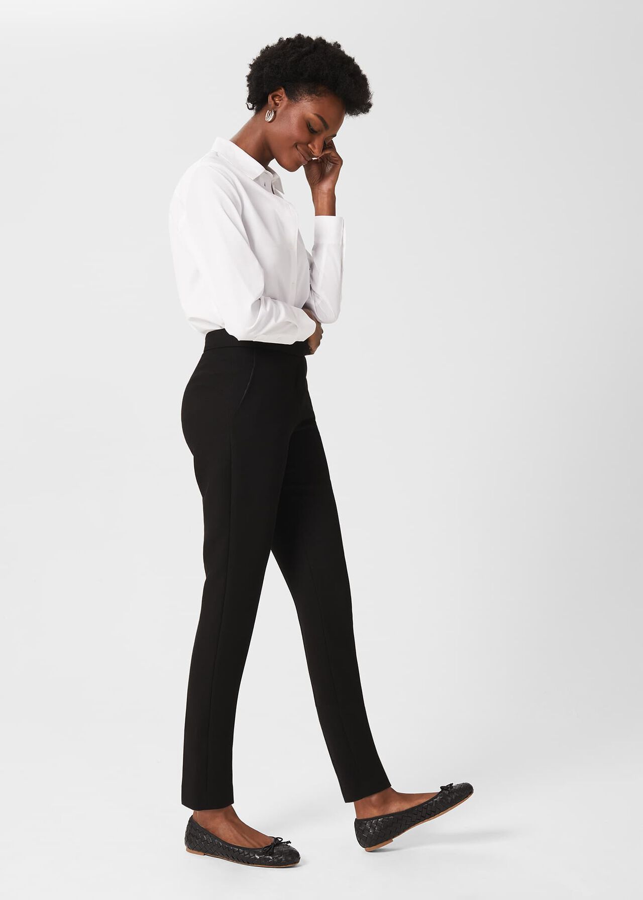 Petite Ophelia Slim Trousers With Stretch, Black, hi-res