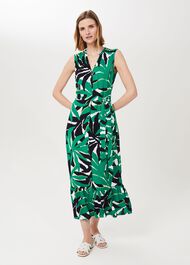 Laurenza Printed Midi Dress, Green Multi, hi-res