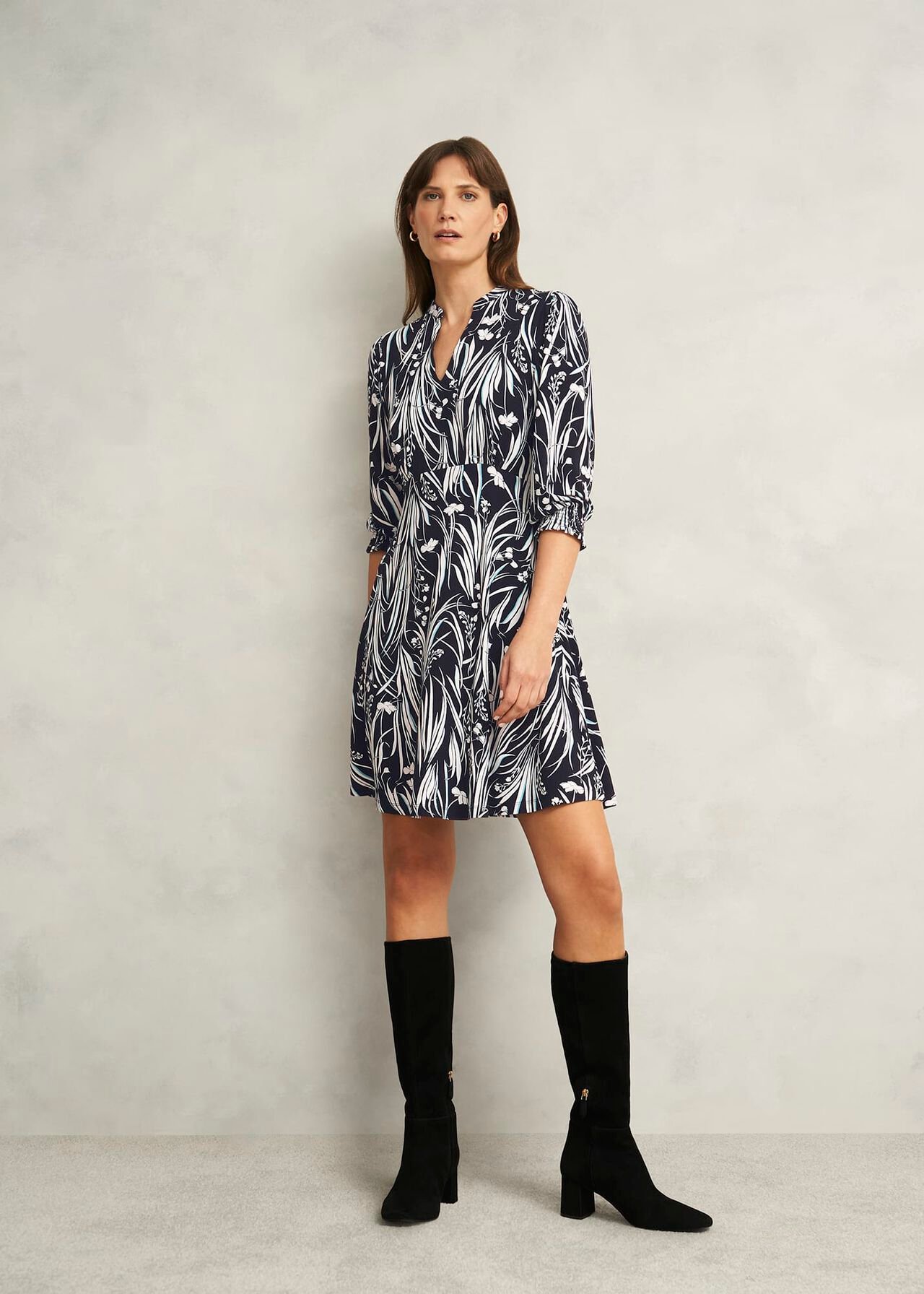 Petite Mollie Jersey Dress, Navy Ivory, hi-res