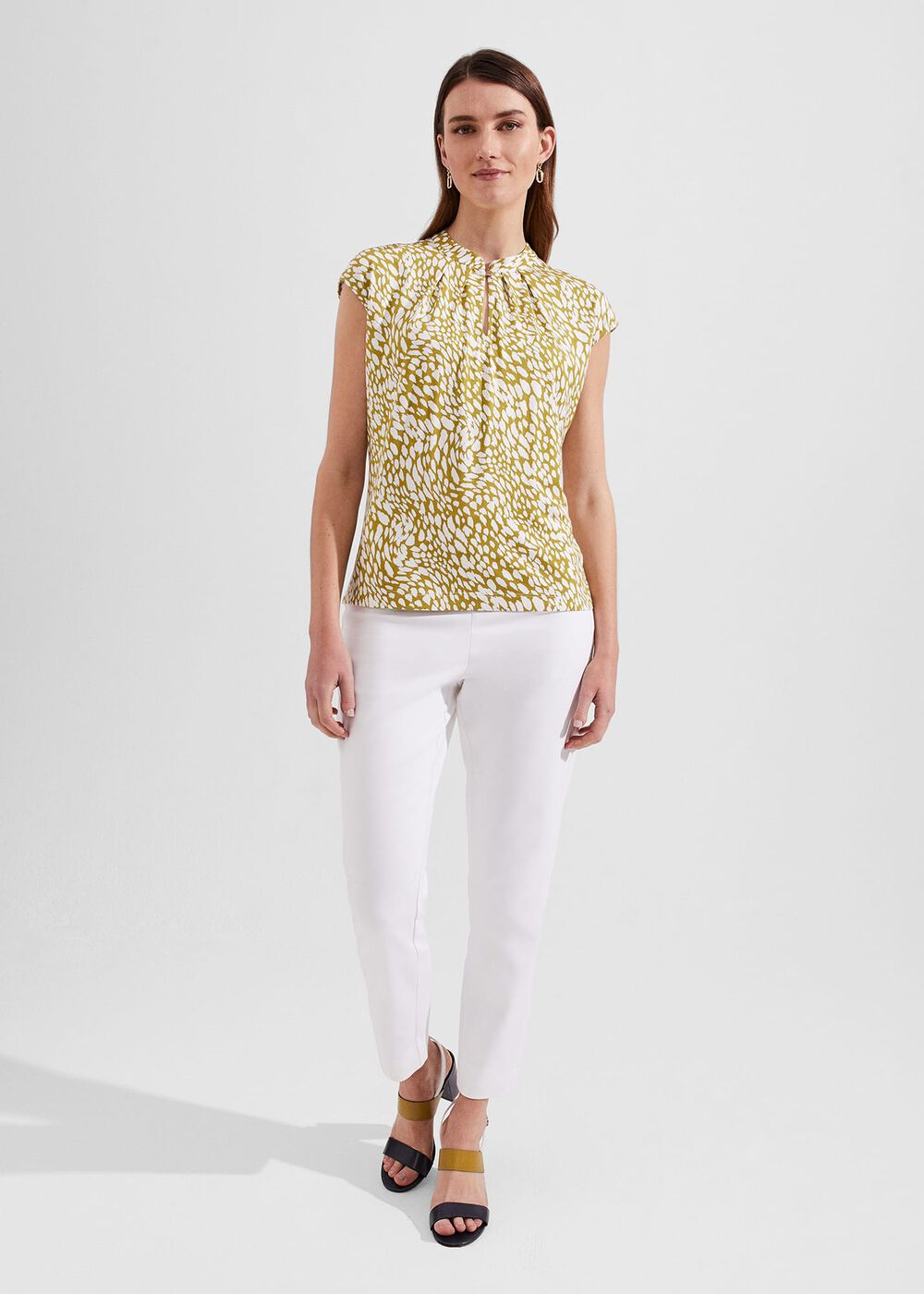 Maeve Printed Top, Olive Ivory, hi-res