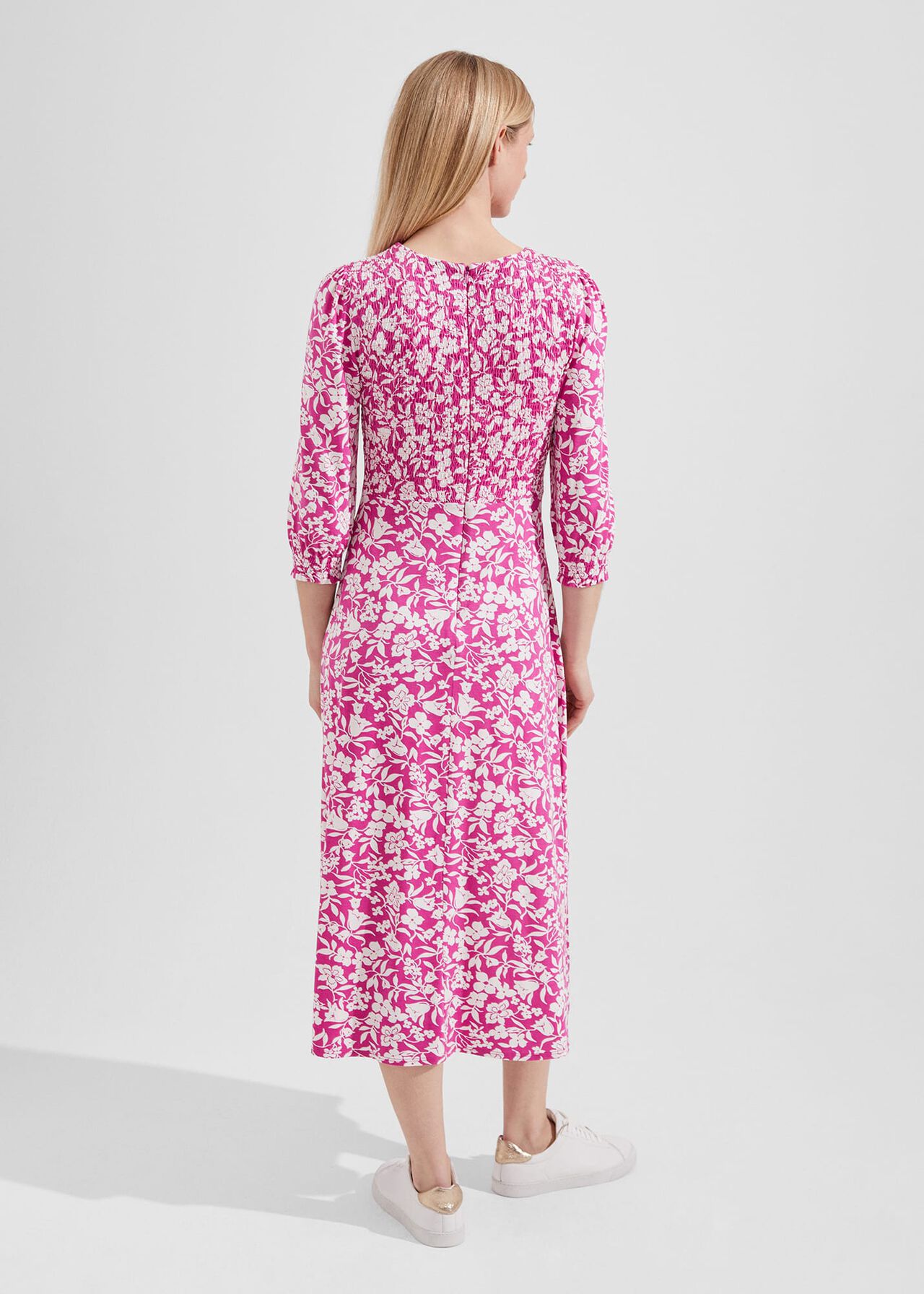 Martina Jersey Dress, Fuchsia Ivory, hi-res