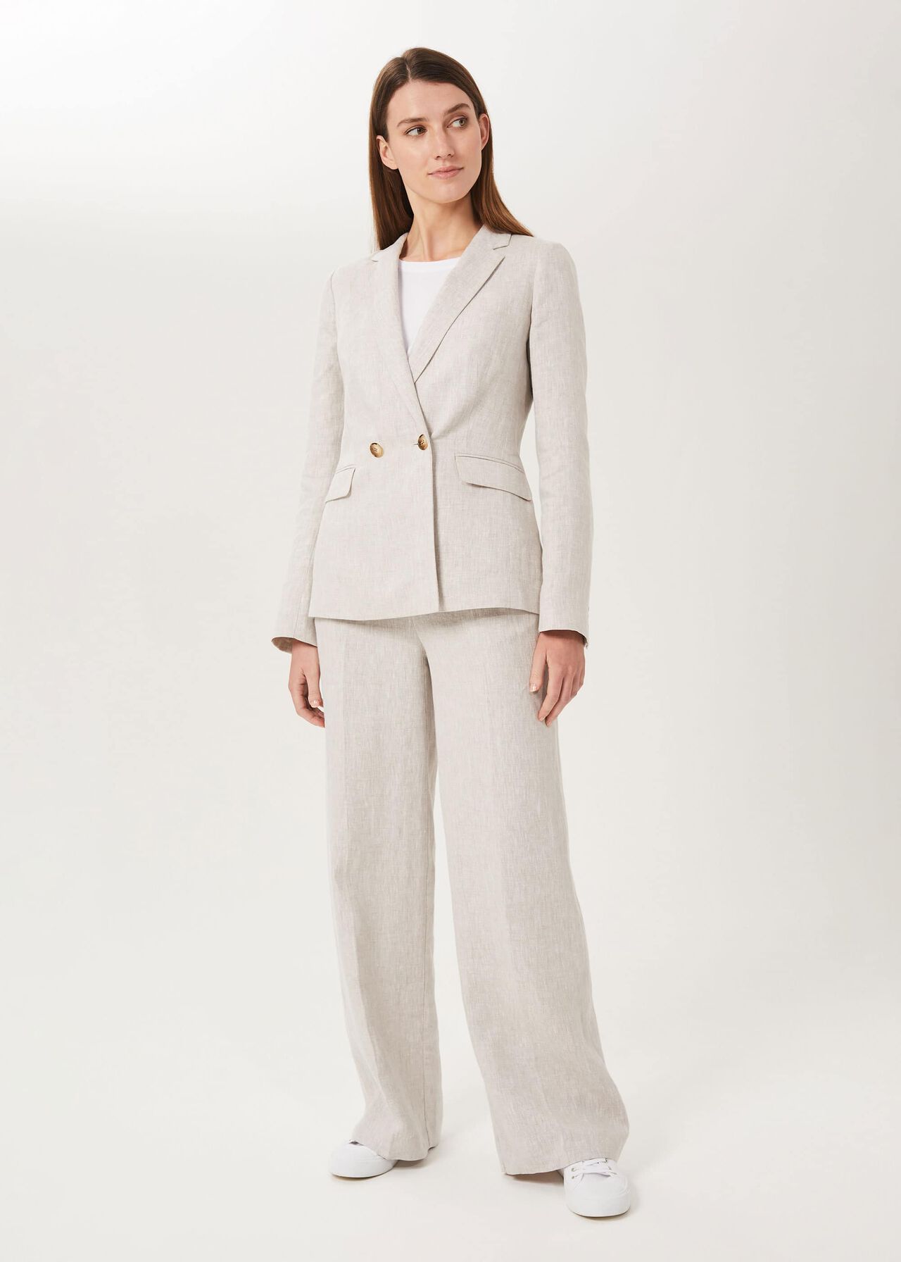 Maeve Linen Trousers With Stretch, Neutral, hi-res