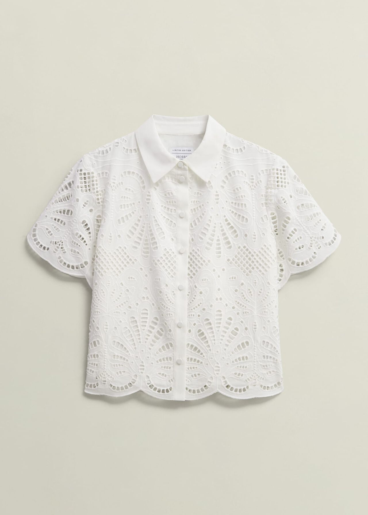 White Buscot Cotton Broderie Shirt, Hobbs White, hi-res