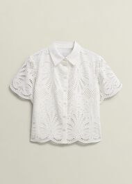 White Buscot Cotton Broderie Shirt, Hobbs White, hi-res