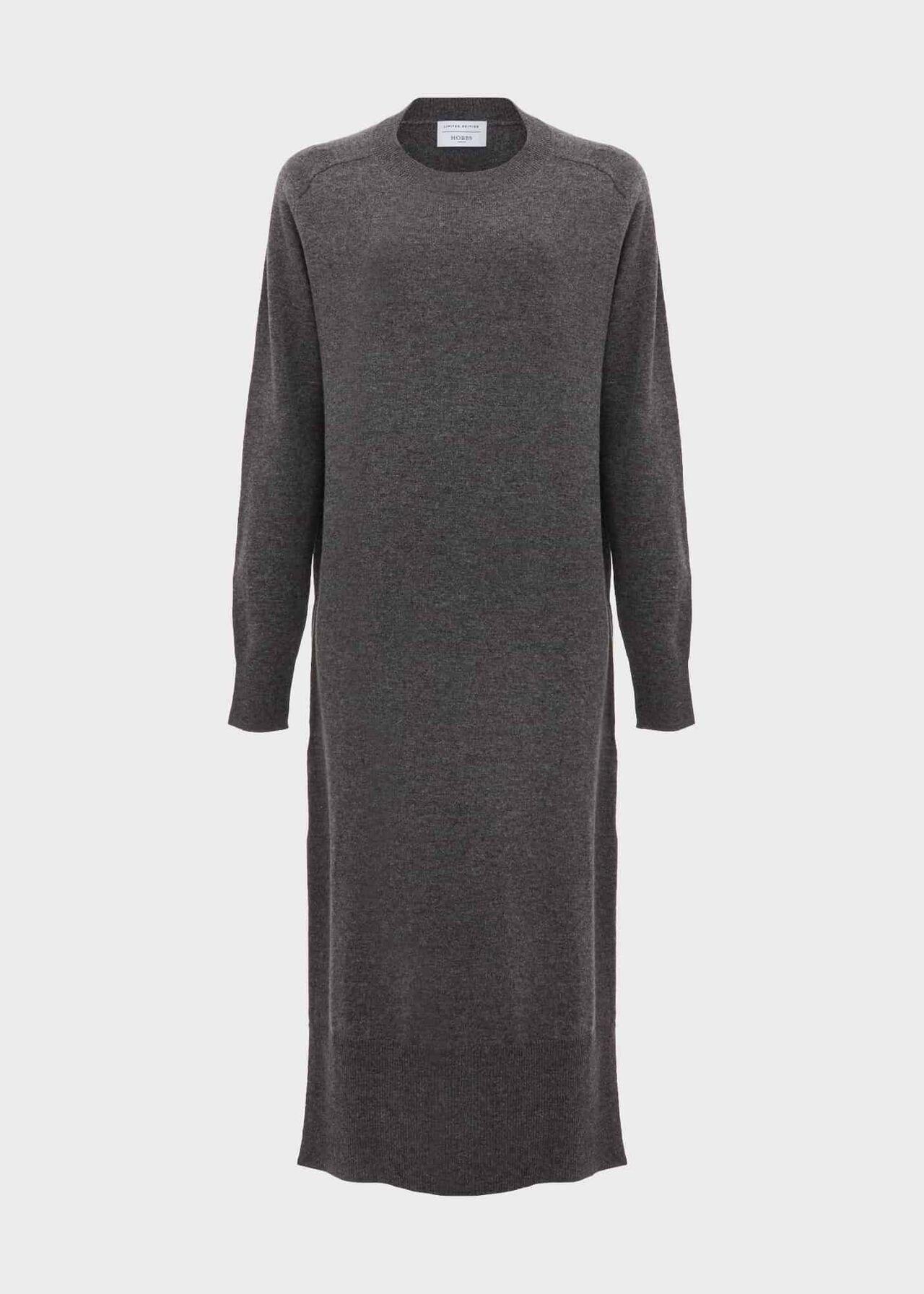 Geneva Knitted Dress With Cashmere, Dark Grey Marl, hi-res