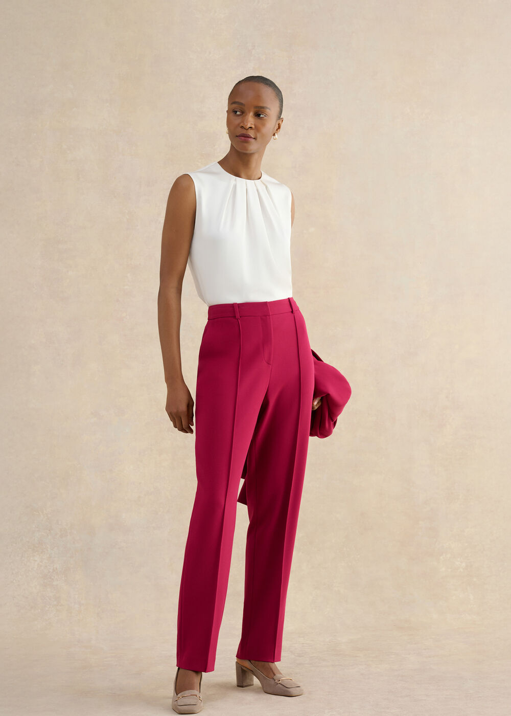 Gemma Straight Leg Trousers , Beetroot Pink, hi-res