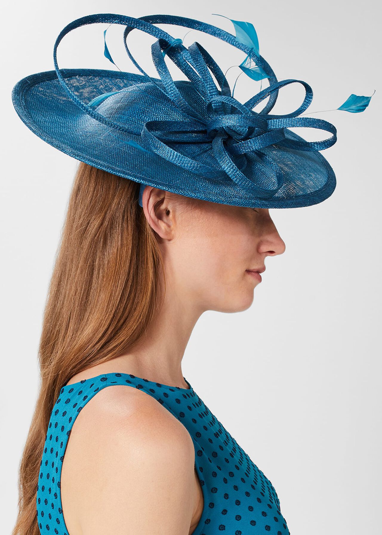 Freya Fascinator, Deep Jade Blue, hi-res