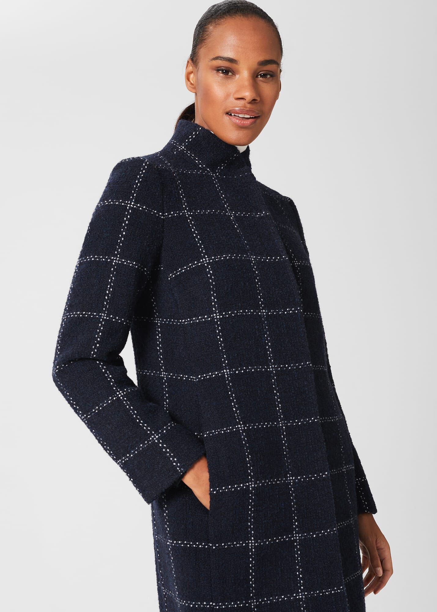 Navy check coat clearance