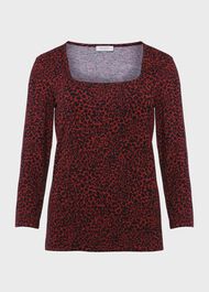 Debbie Printed Top, Wine Multi, hi-res