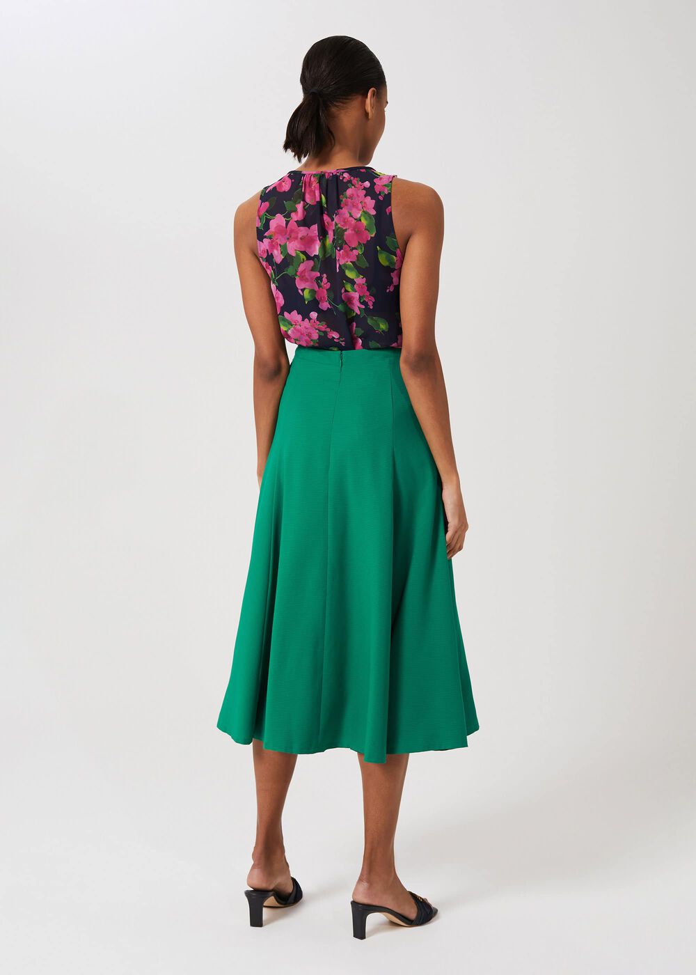 Marie Satin Midi Skirt, Field Green, hi-res