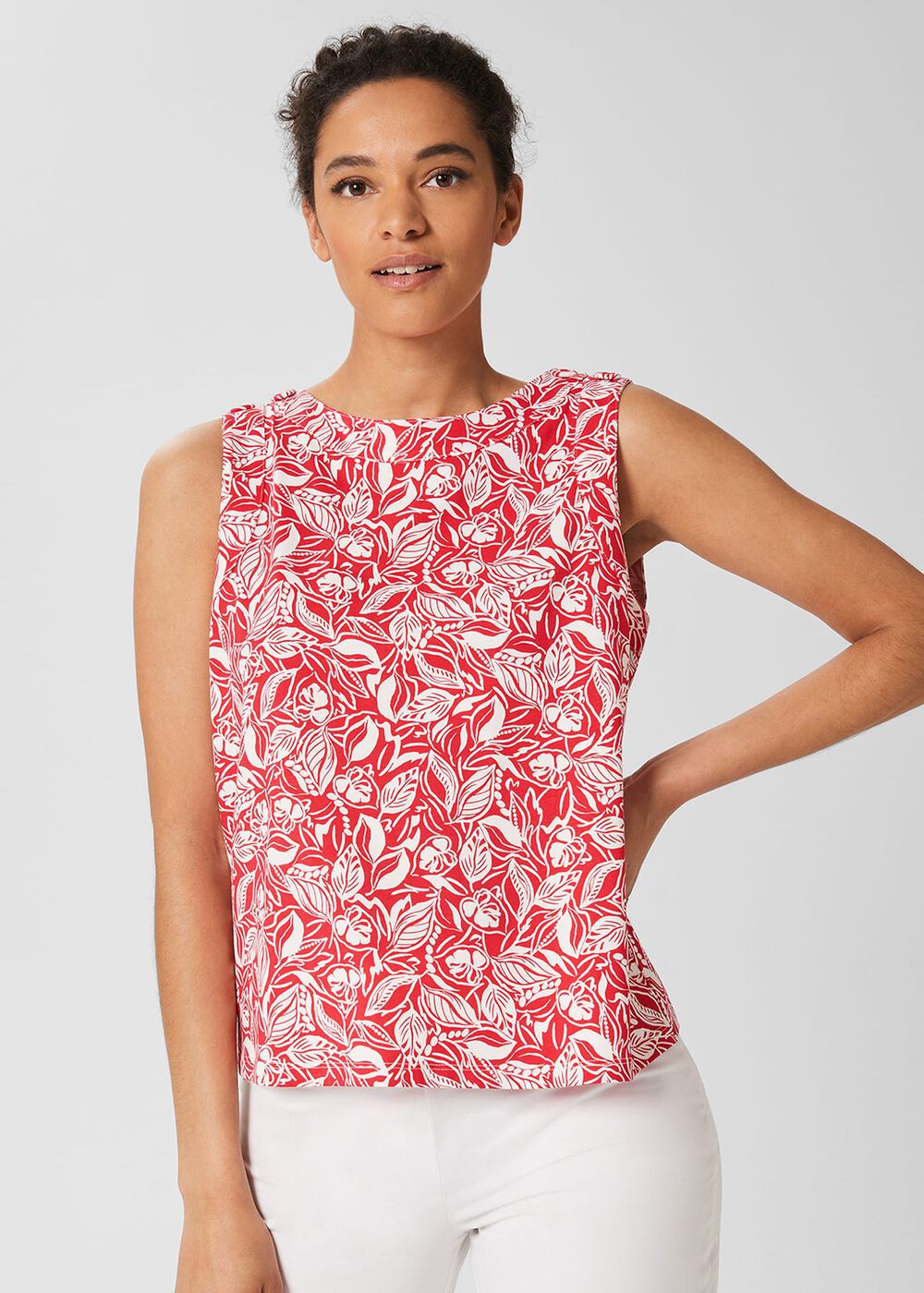 Maddy Printed Tank Top, White Magenta, hi-res
