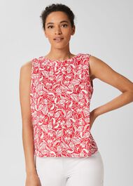 Maddy Printed Tank Top, White Magenta, hi-res