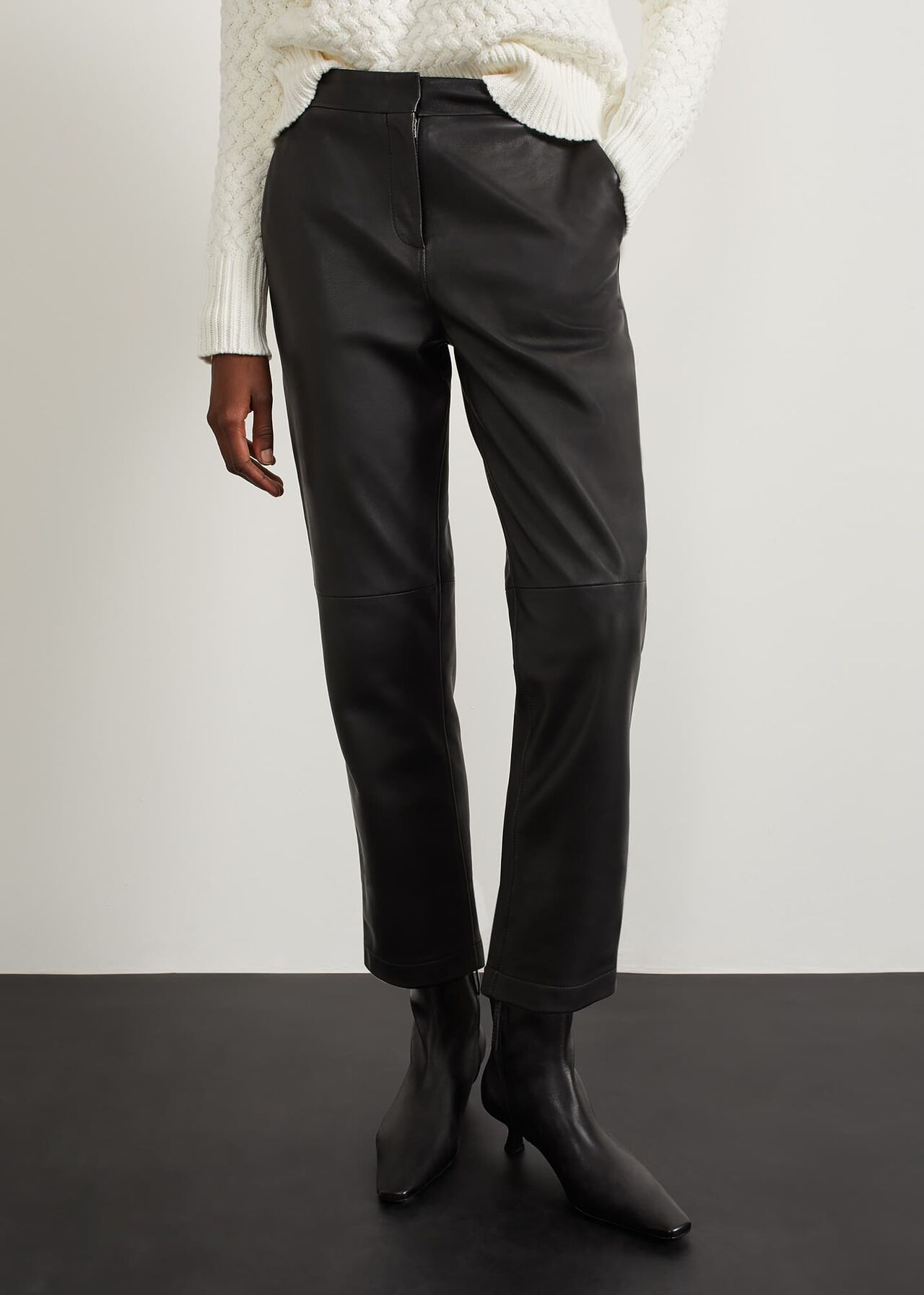 Kinsey Leather Trousers, Black, hi-res
