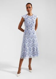 Phoebe Lace Midi Dress, Blue Ivory, hi-res