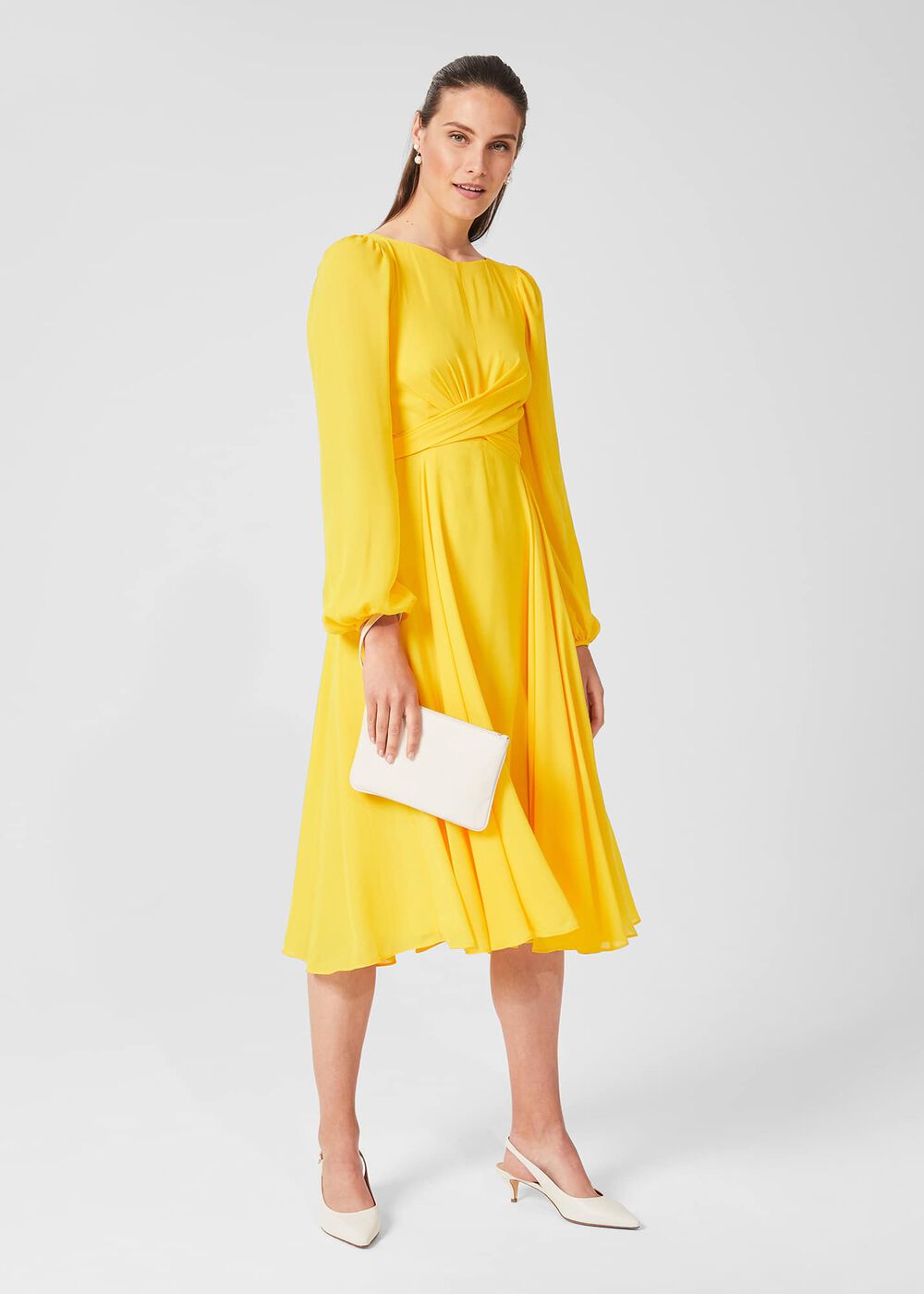 Sadie Fit And Flare Dress, Yellow, hi-res