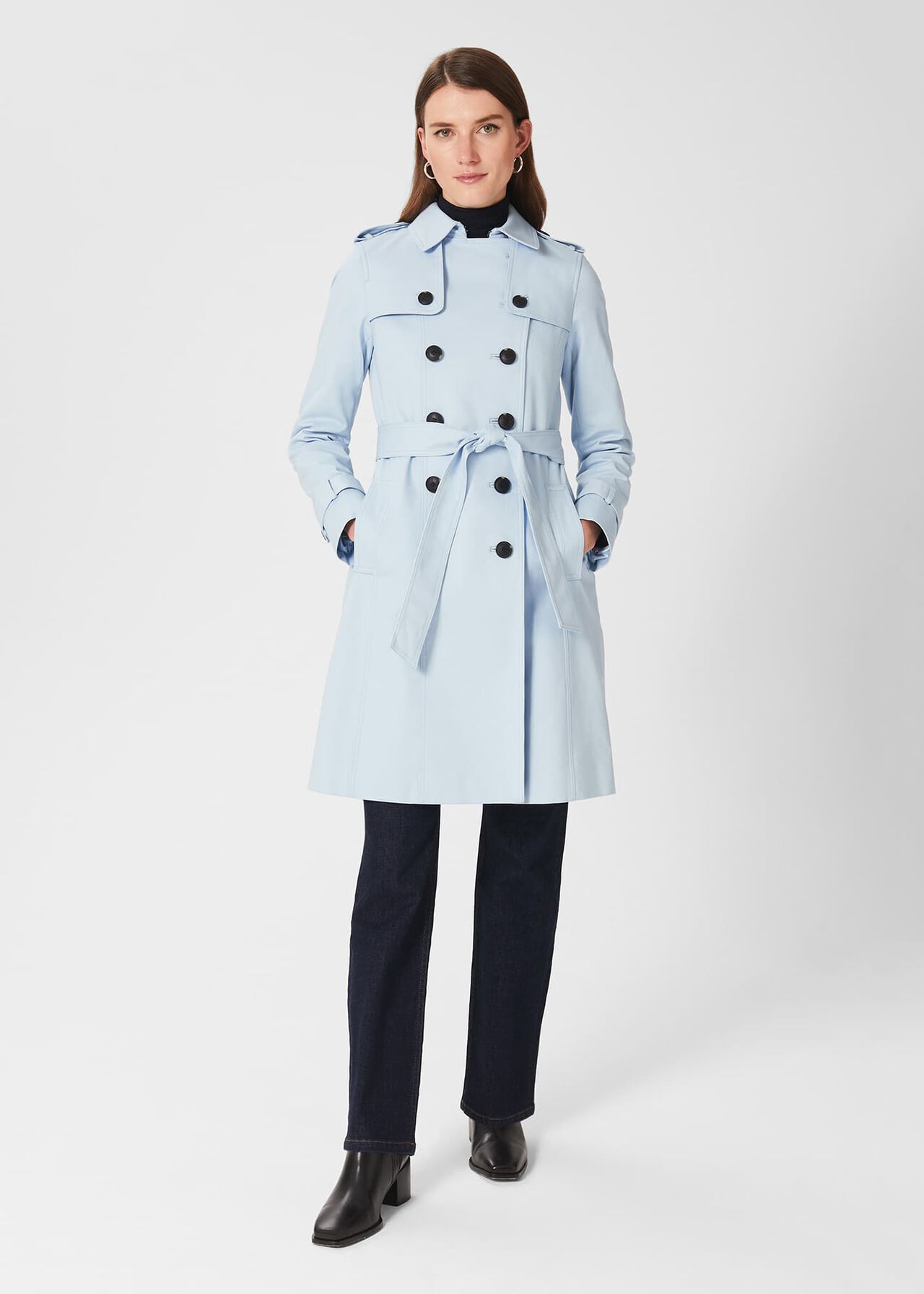 Saskia Shower Resistant Trench Coat, Pale Blue, hi-res