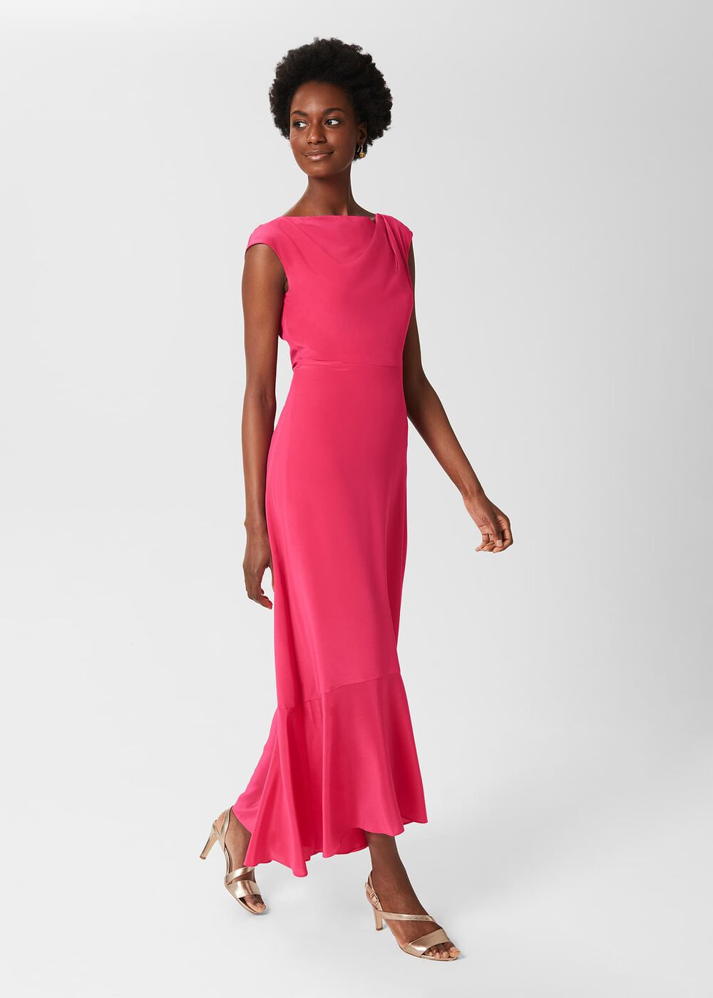 Rhianna Silk Dress, Bright Pink, hi-res