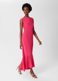 Rhianna Silk Dress, Bright Pink, hi-res