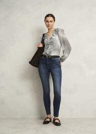 Rosana Ruffle Top, Cream Black, hi-res