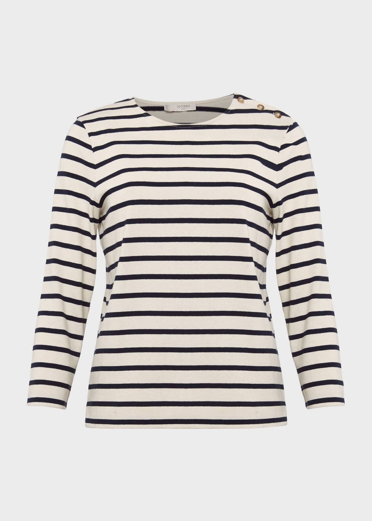 Francesca Cotton Stripe Top, Cream Navy, hi-res