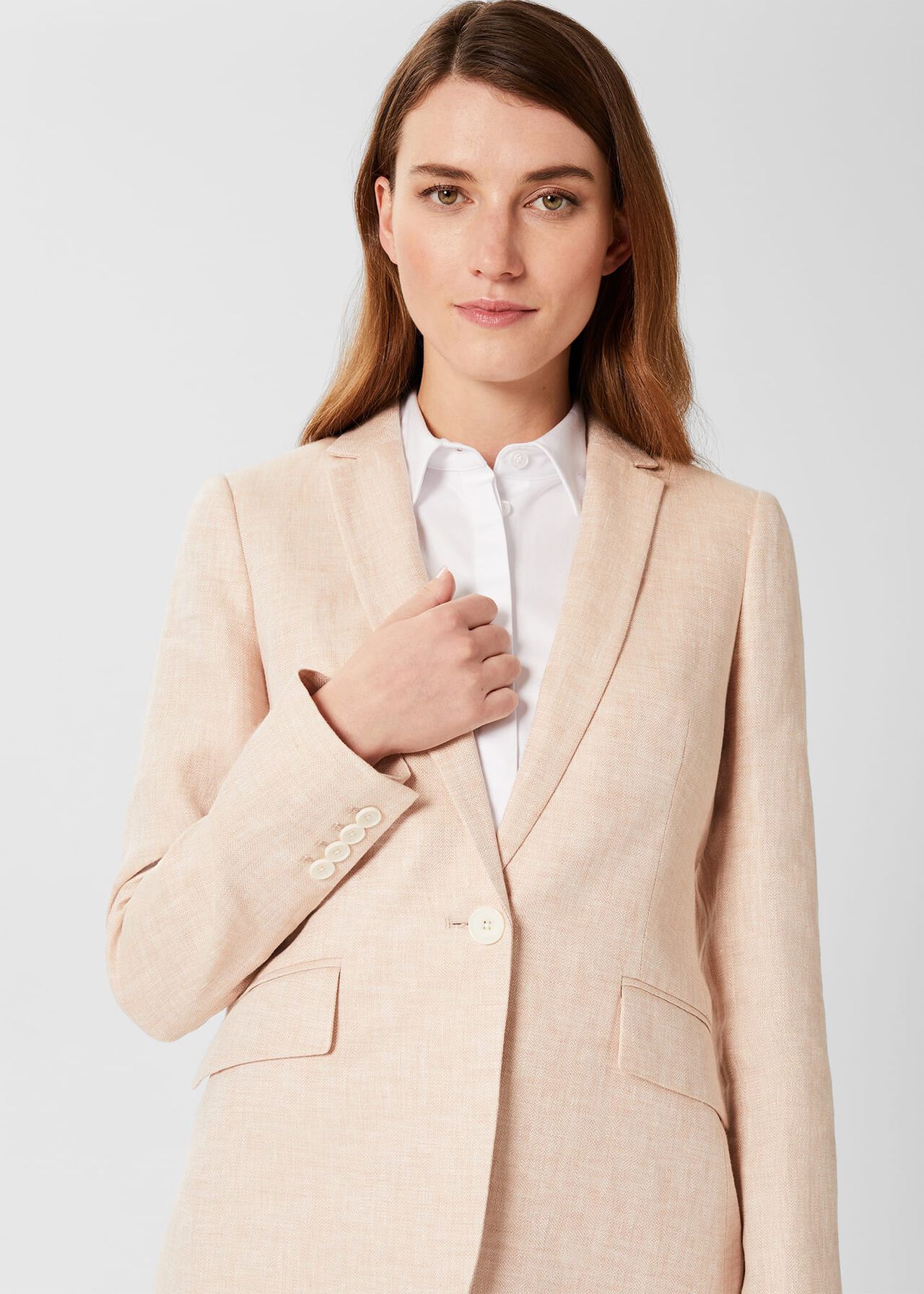 Ivana Linen Jacket , Warm Neutral, hi-res