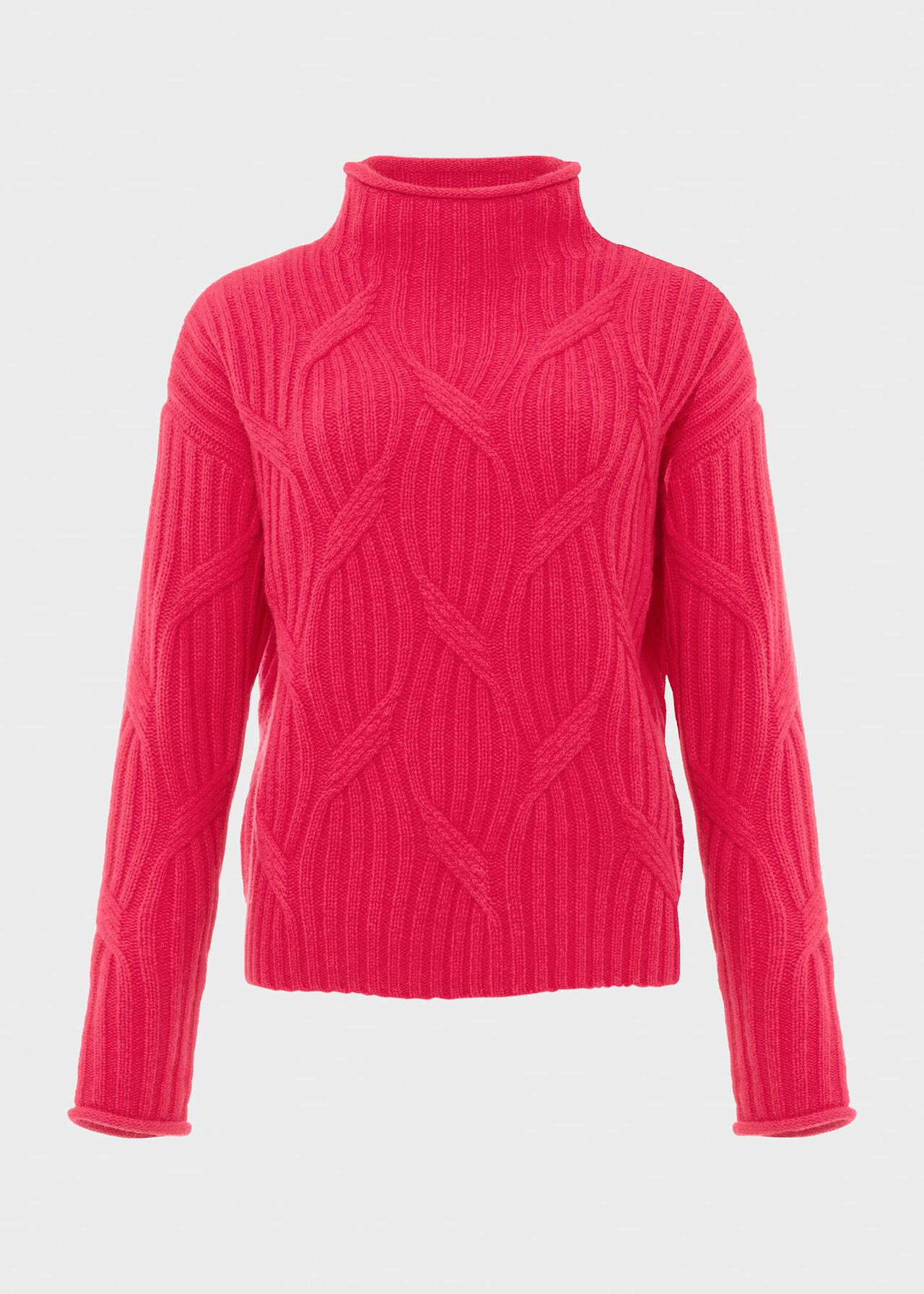 Malikah Wool Blend Cable Jumper, Pink, hi-res