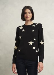 Samira Star Jumper With Cashemre , Black Ivory, hi-res
