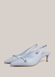 Serena Leather Slingbacks, Pale Blue, hi-res