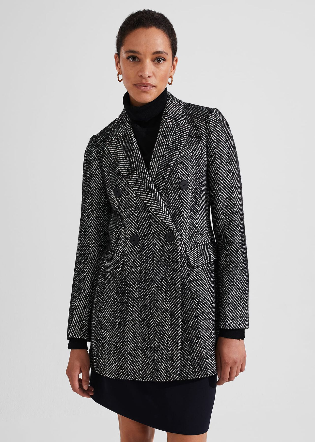 Skye Coat With Wool, Black White, hi-res