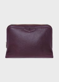 Margot Leather Large Make-Up Bag, Aubergine, hi-res