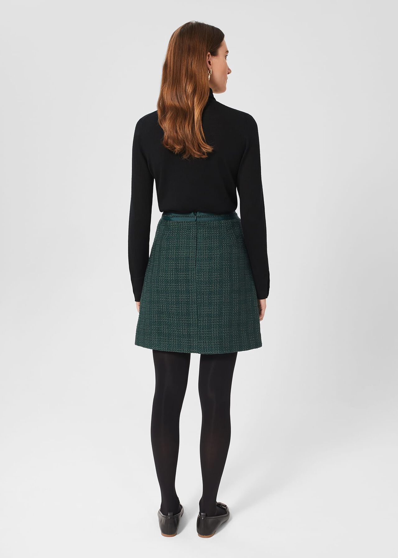 Estella Tweed Skirt, Deep Pine Green, hi-res