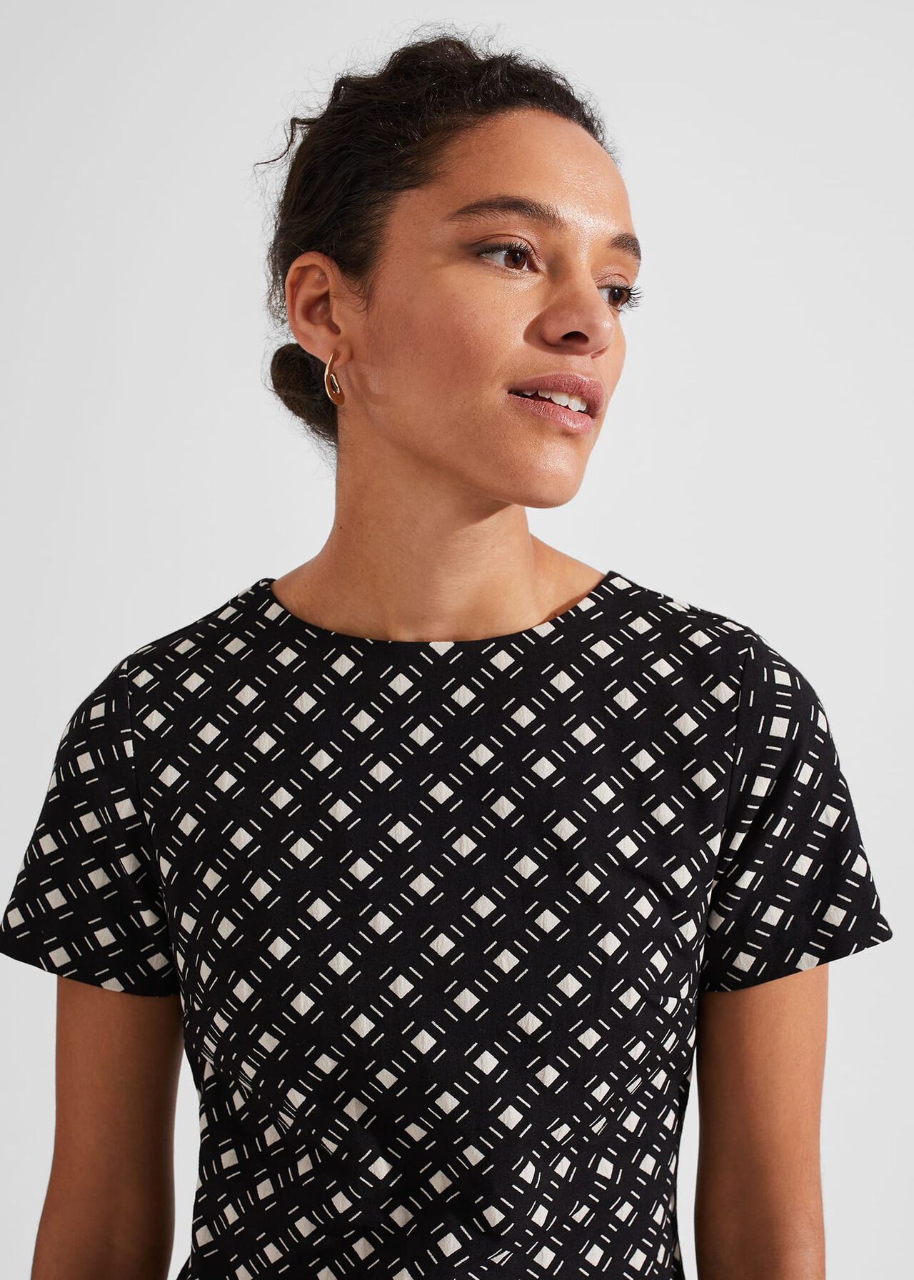 Simona A Line Dress, Black Ivory, hi-res