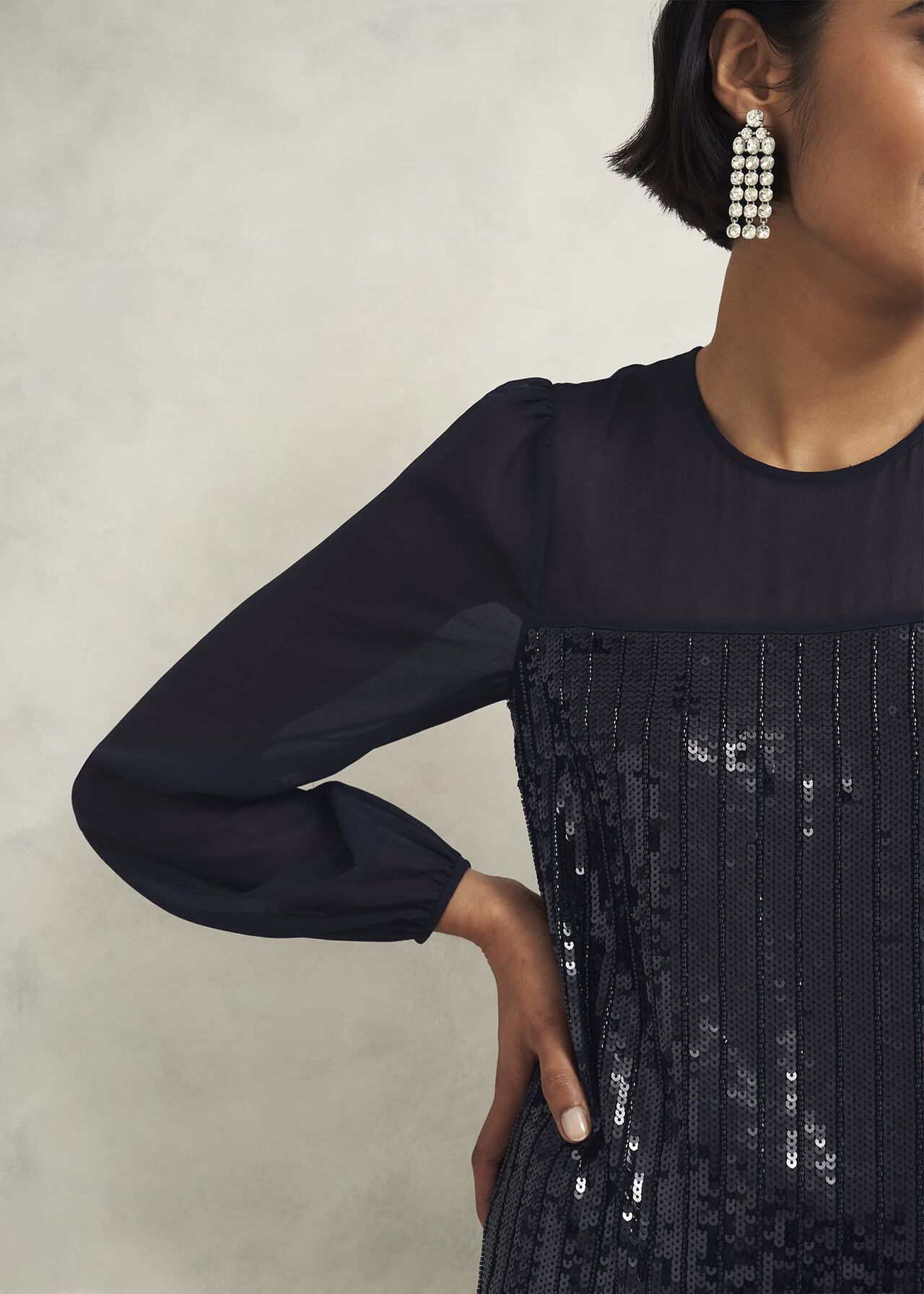 Zariah Sequin Dress, Hobbs Black, hi-res