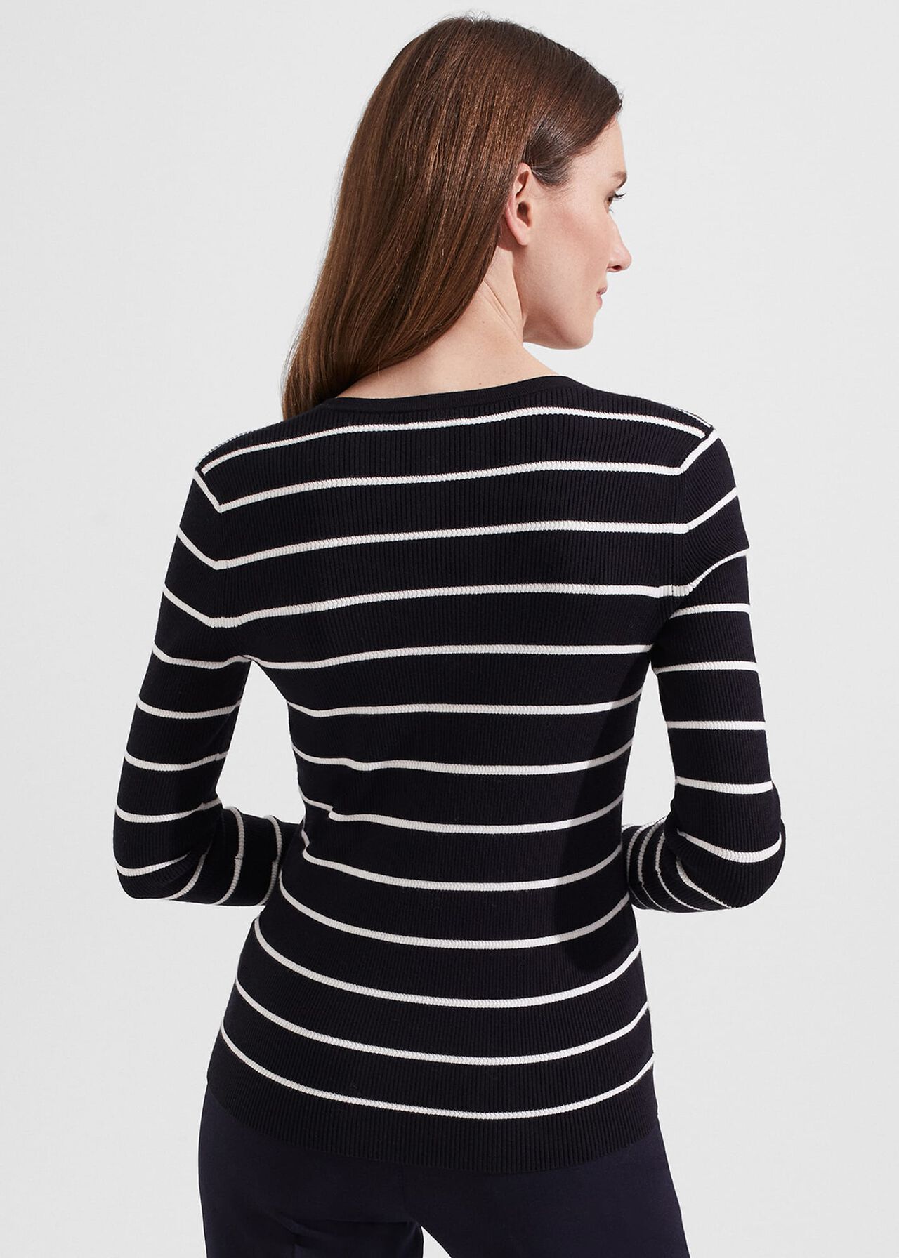 Nova Stripe Jumper, Navy Ivory, hi-res