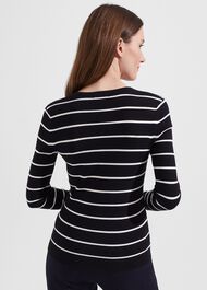 Nova Stripe Sweater, Navy Ivory, hi-res