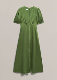 Isabelle Textured Satin Dress, Bay Leaf Green, hi-res