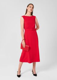 Eloise Crepe Midi Dress, Poppy Red, hi-res