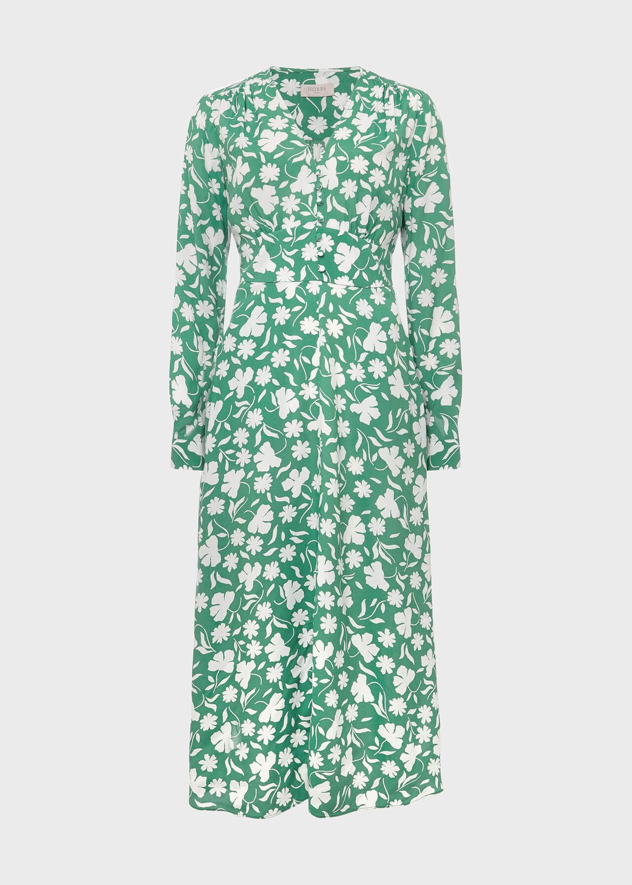 Allison Floral Fit And Flare Dress, Green White, hi-res