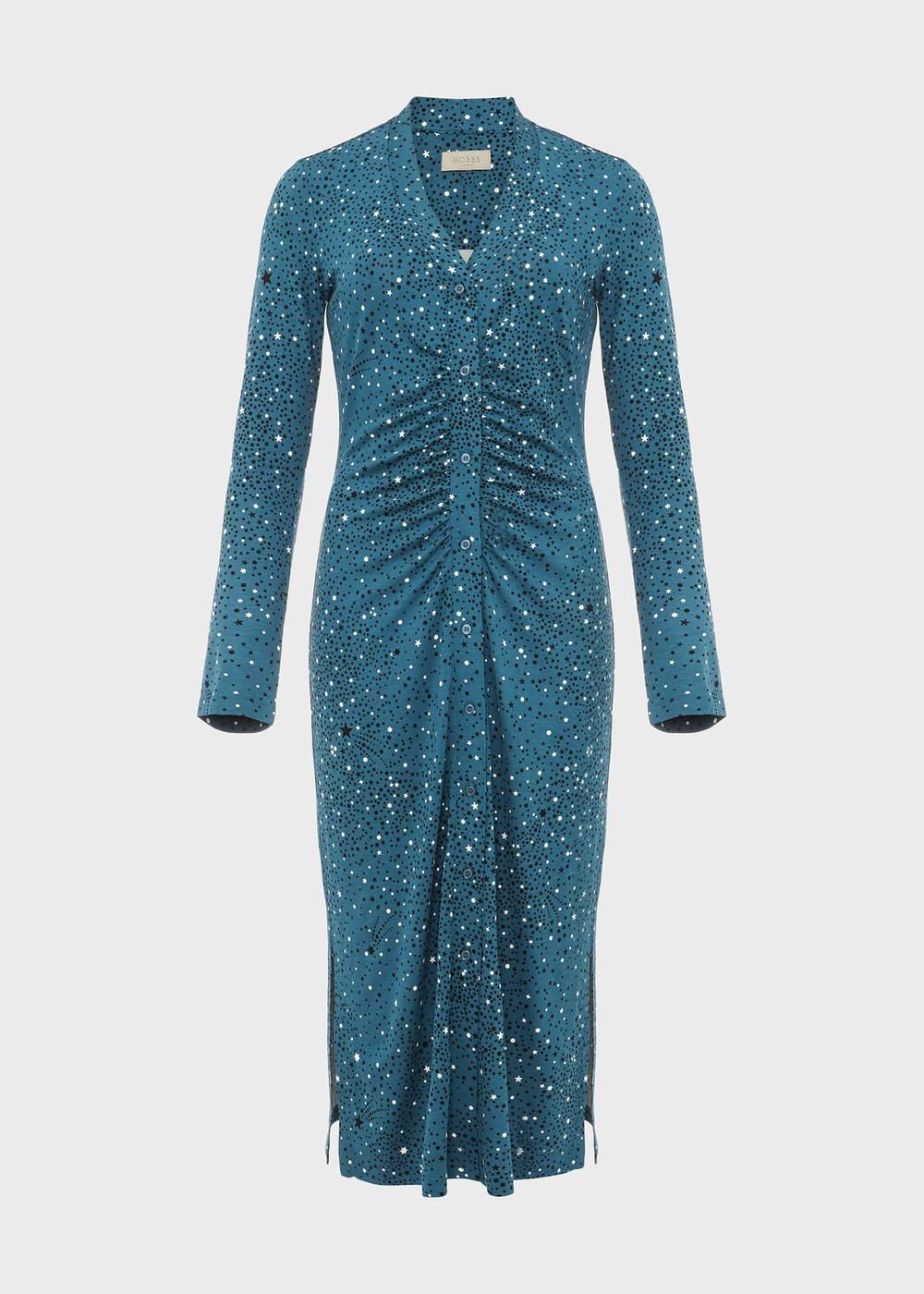 Hatty Jersey Dress, Dk Blue Ivory, hi-res