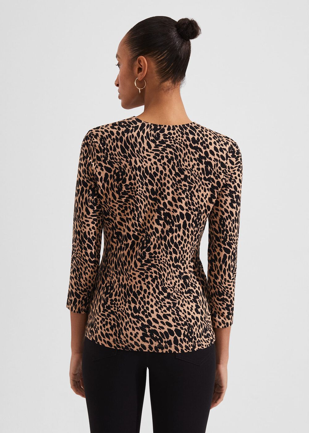Simmy Printed Top, Camel Black, hi-res