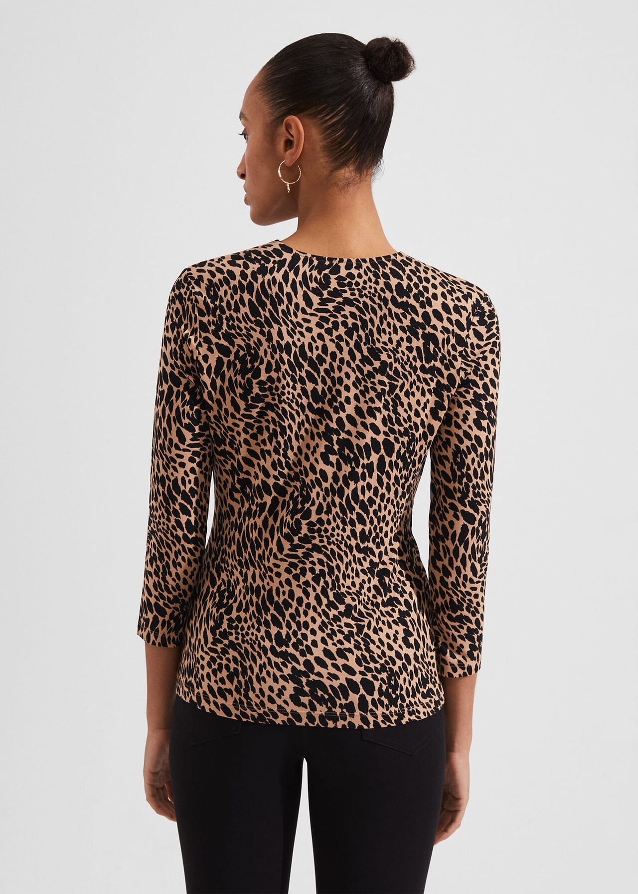 Simmy Printed Top, Camel Black, hi-res