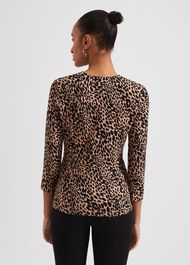Simmy Printed Top, Camel Black, hi-res
