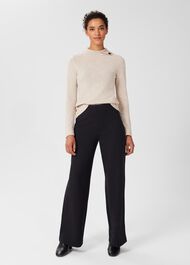 Pippa Jersey Wide Leg Trousers, Navy, hi-res