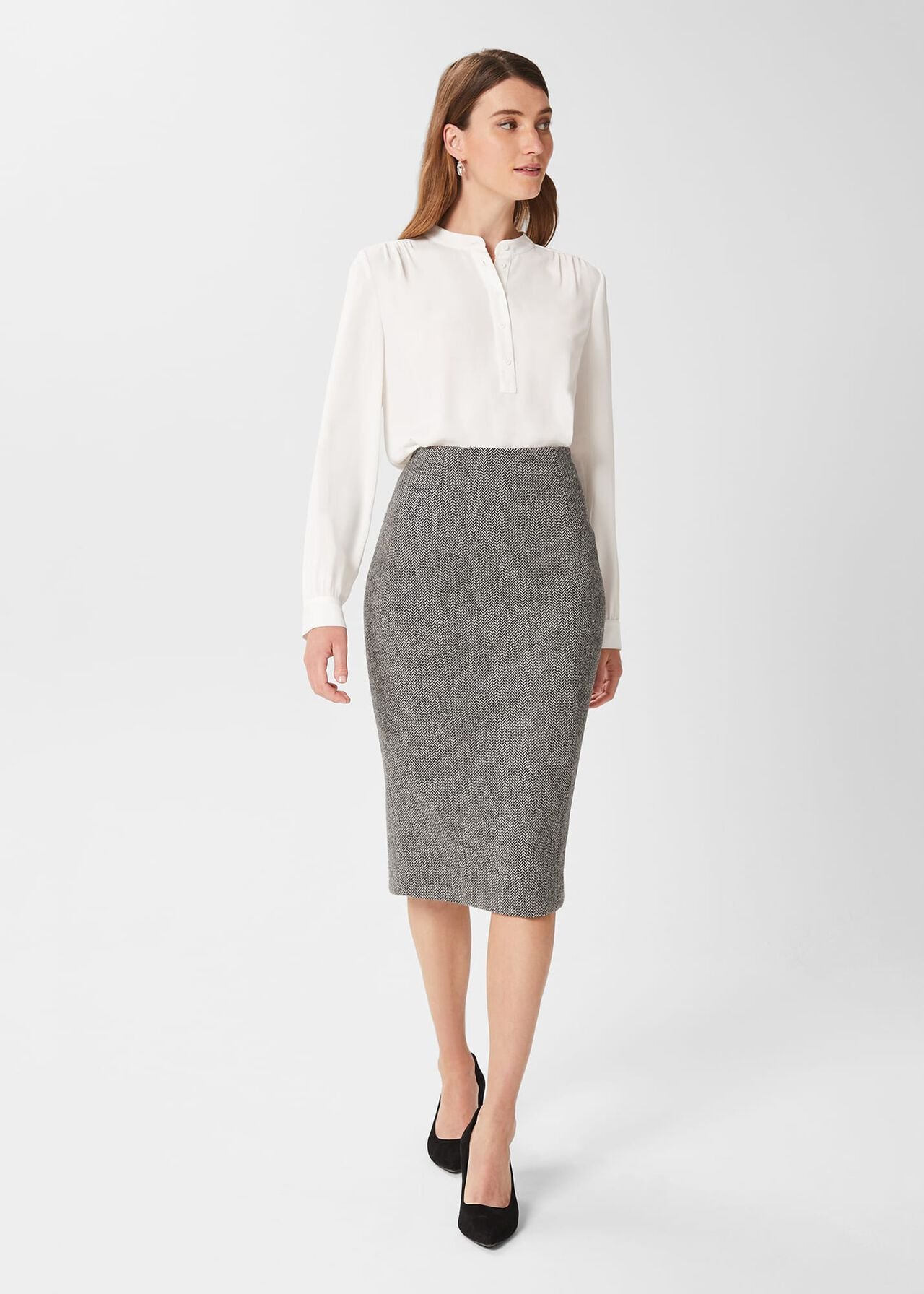 Daniella Wool Skirt, Black White, hi-res