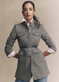 Hetty Wool Blend Coat, Black White, hi-res