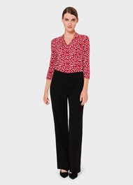 Aimee Printed Top, Red Ivory, hi-res