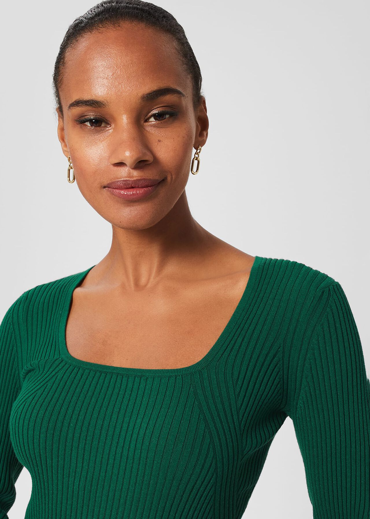 Bethan Knitted Top, Evergreen, hi-res